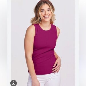 Woolx Raegan Ribbed Tank Top in Jam Berry Medium Worn Once Excellent Condition